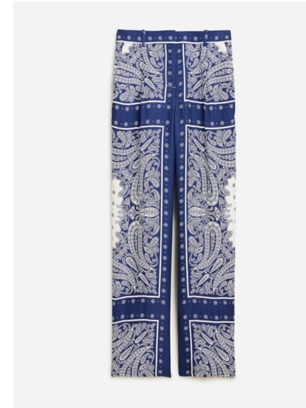 NWT J.Crew COLLECTION Blue & White Silky Essential Pants in Bandana Scarf Print